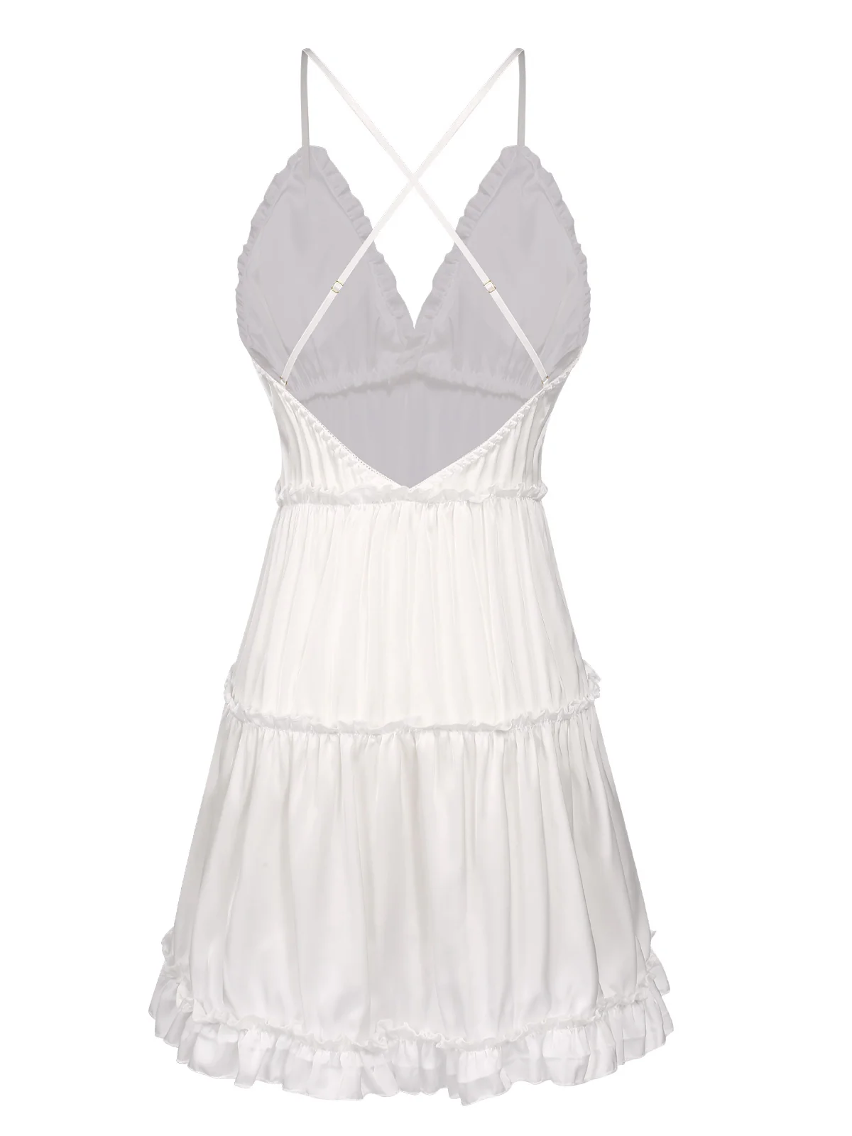 1950s Solid Wrinkle Spaghetti Straps Nightgown - Image 3