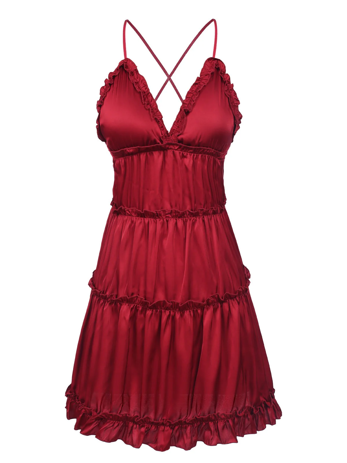 1950s Solid Wrinkle Spaghetti Straps Nightgown - Image 6