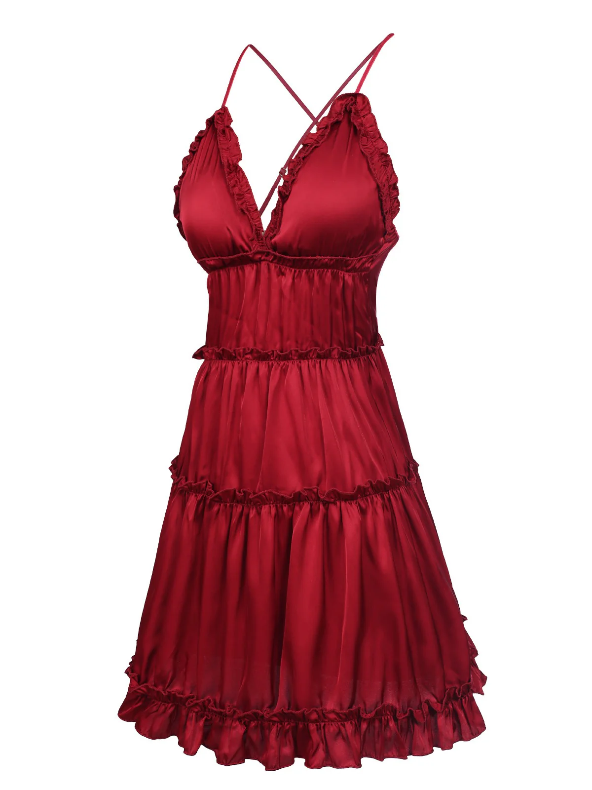 1950s Solid Wrinkle Spaghetti Straps Nightgown - Image 7