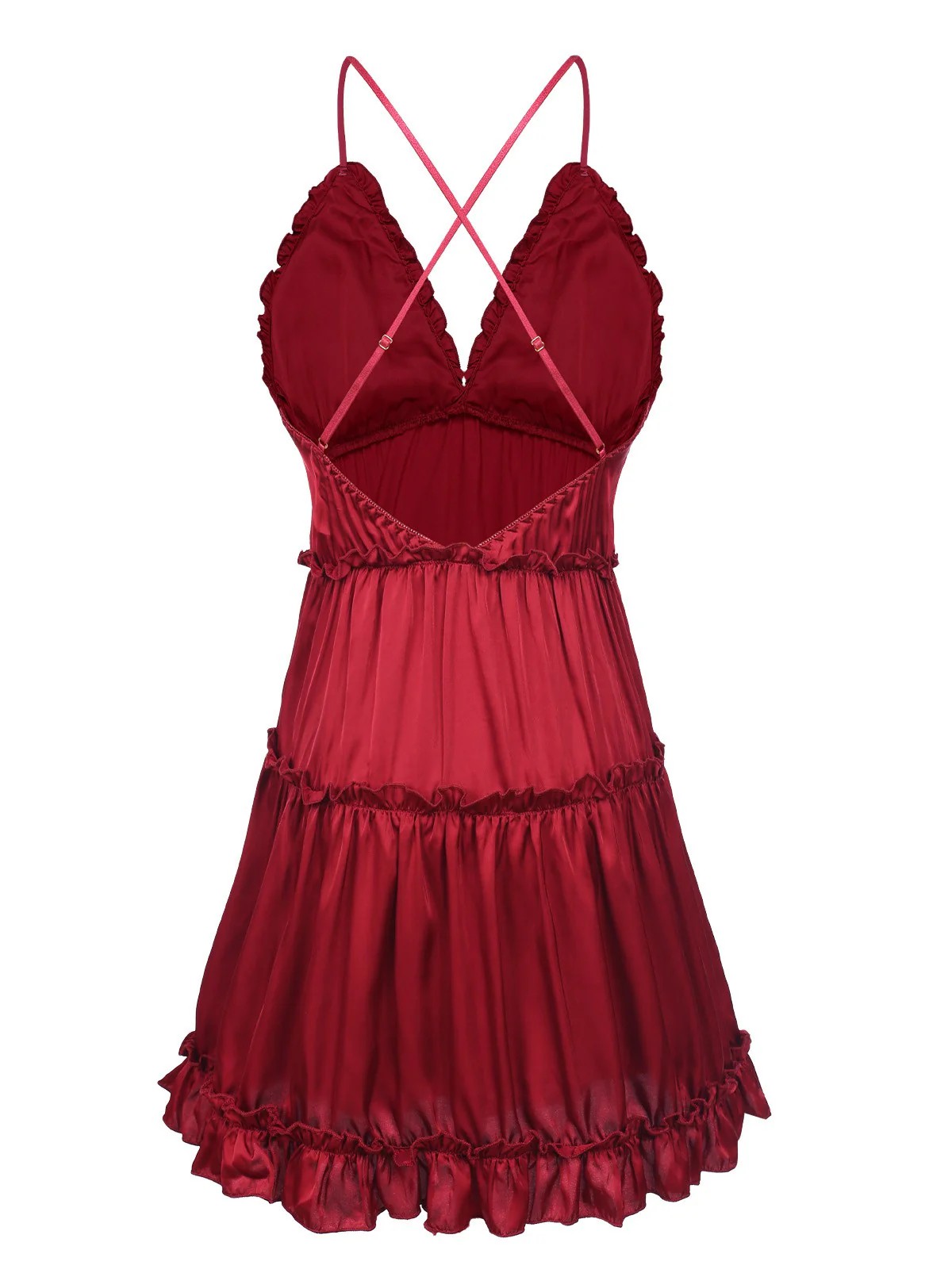 1950s Solid Wrinkle Spaghetti Straps Nightgown - Image 8