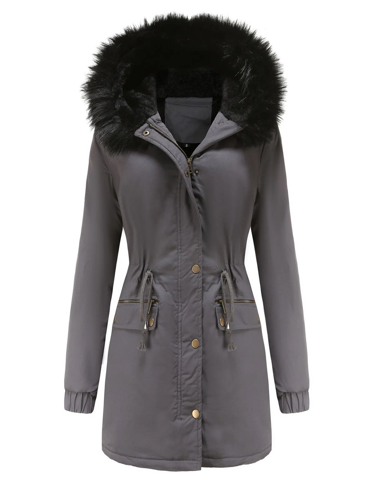 1950s Solid Zipper Fur Trimmed Coat - Image 3