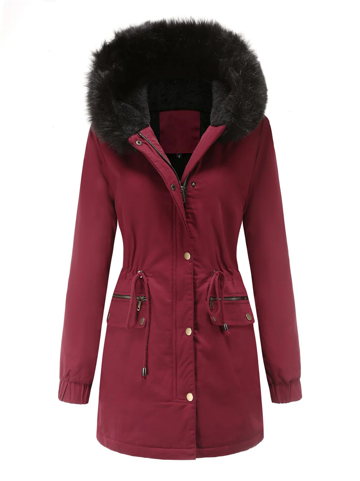 1950s Solid Zipper Fur Trimmed Coat - Image 5