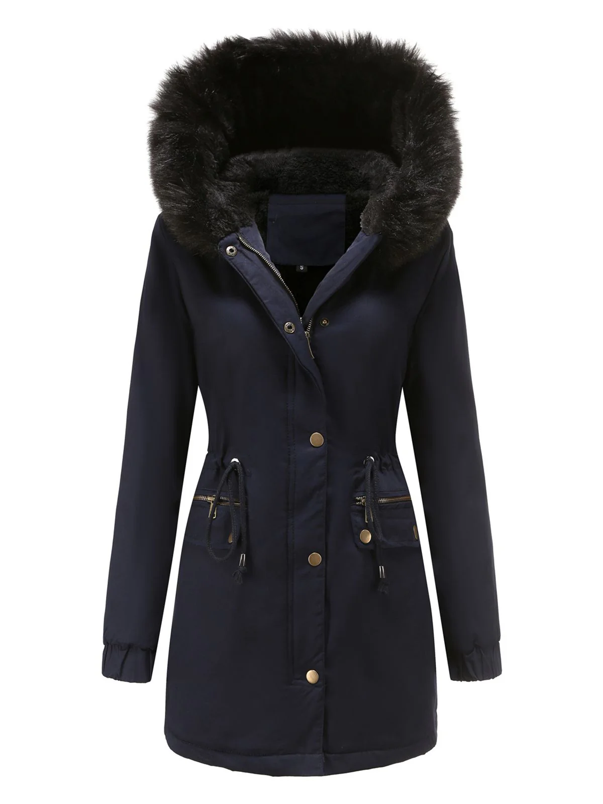 1950s Solid Zipper Fur Trimmed Coat - Image 9