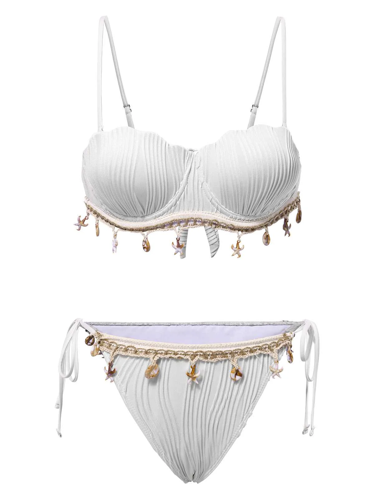 1950s Spaghetti Strap Beach Seashell Starfish Bikini - Image 10