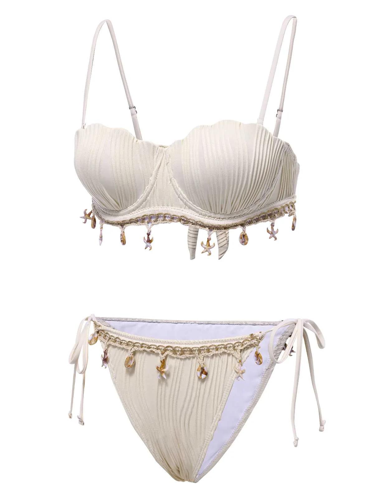 1950s Spaghetti Strap Beach Seashell Starfish Bikini - Image 2
