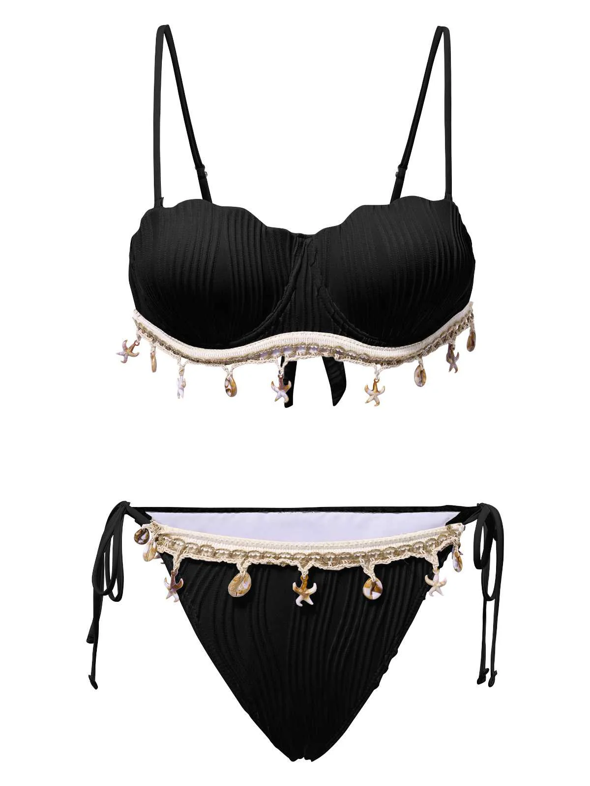 1950s Spaghetti Strap Beach Seashell Starfish Bikini - Image 9