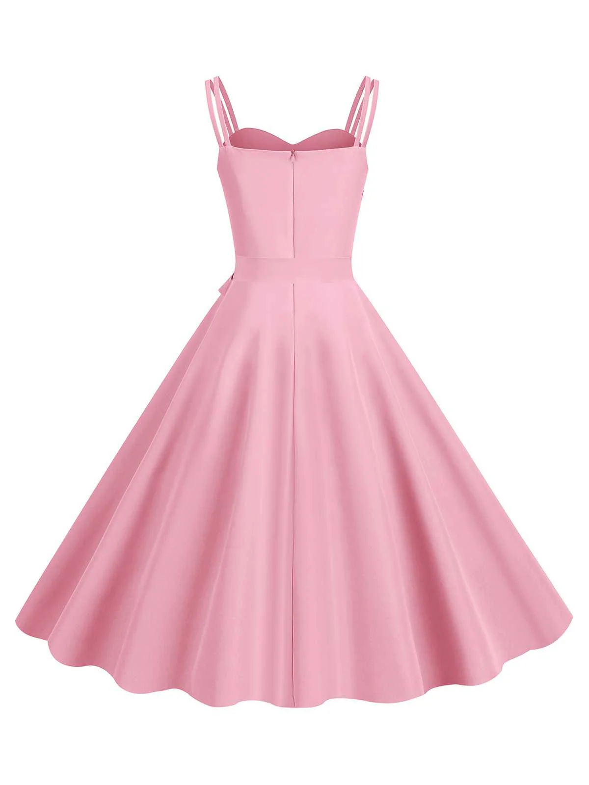 1950s Spaghetti Strap Bow Decor Solid Dress - Image 12