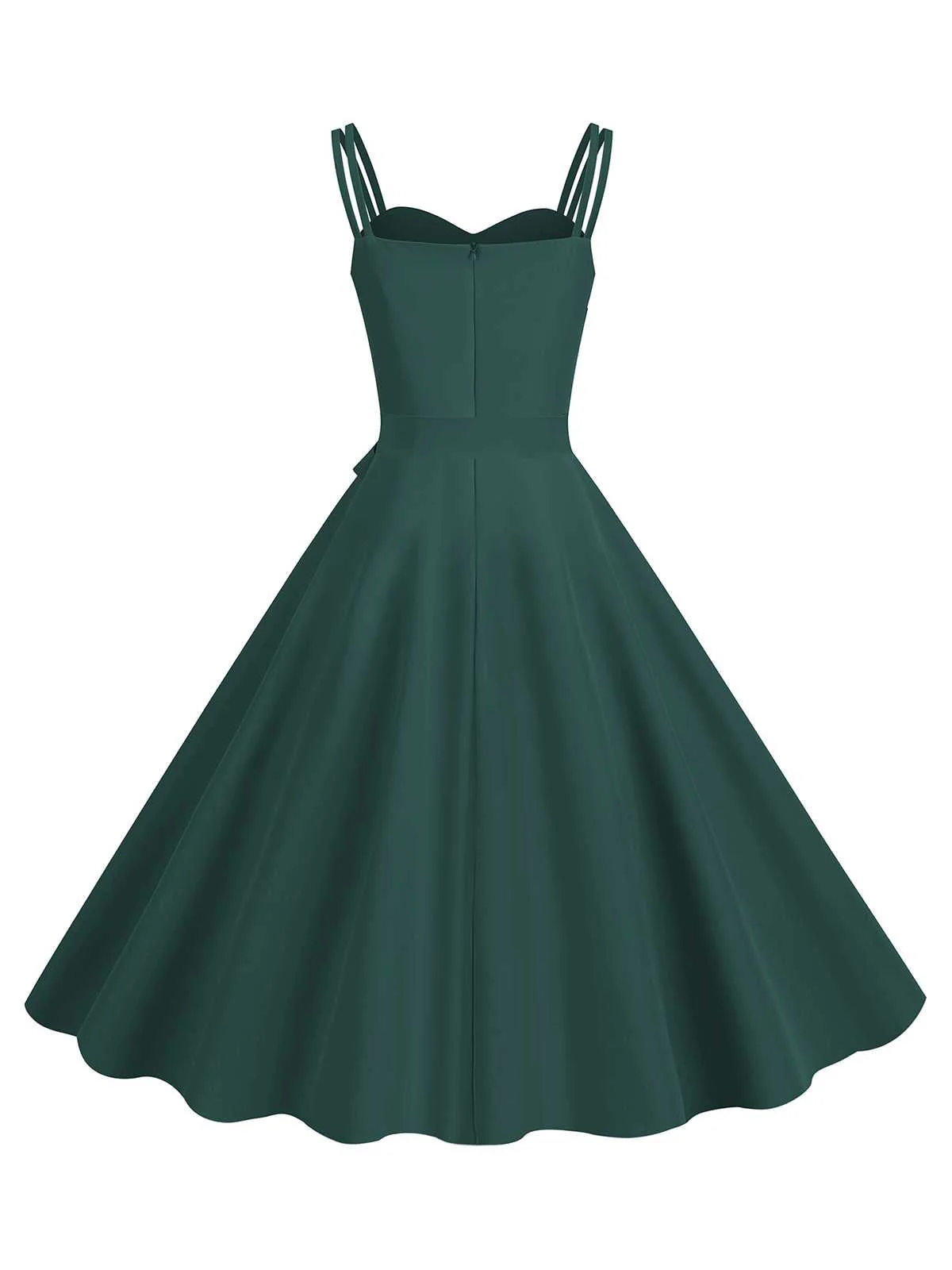 1950s Spaghetti Strap Bow Decor Solid Dress - Image 14
