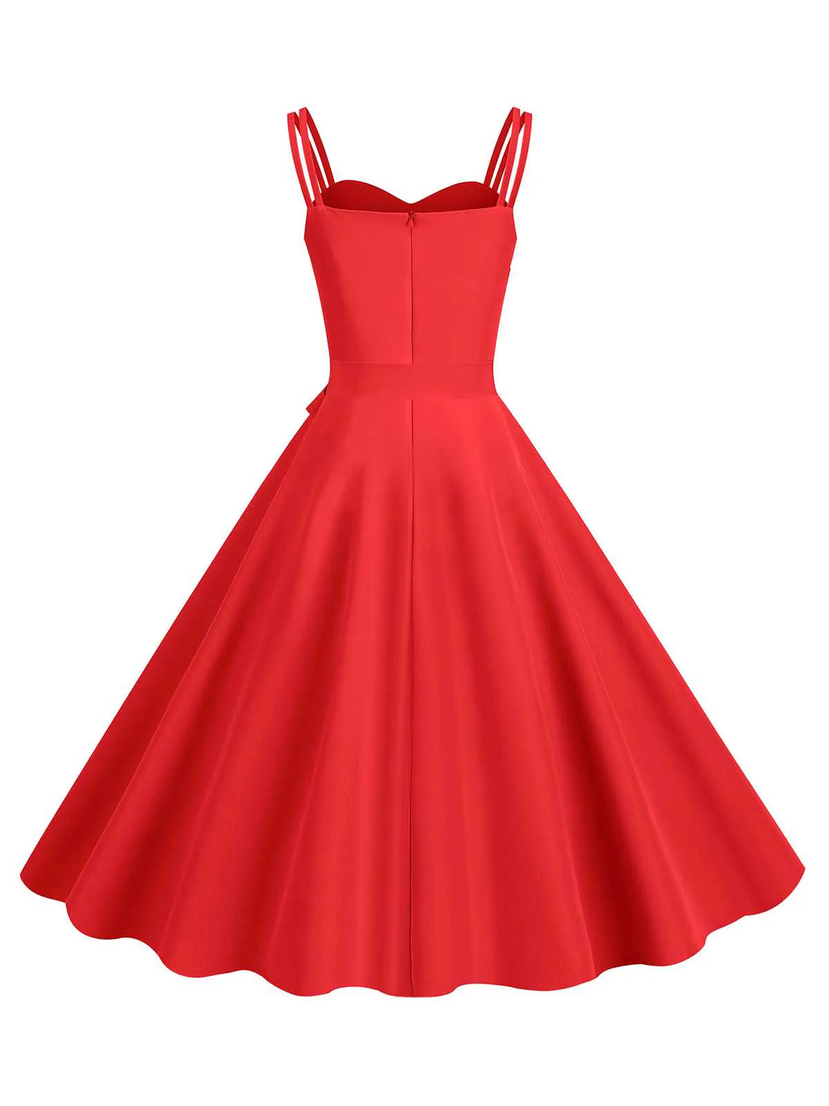 1950s Spaghetti Strap Bow Decor Solid Dress - Image 18