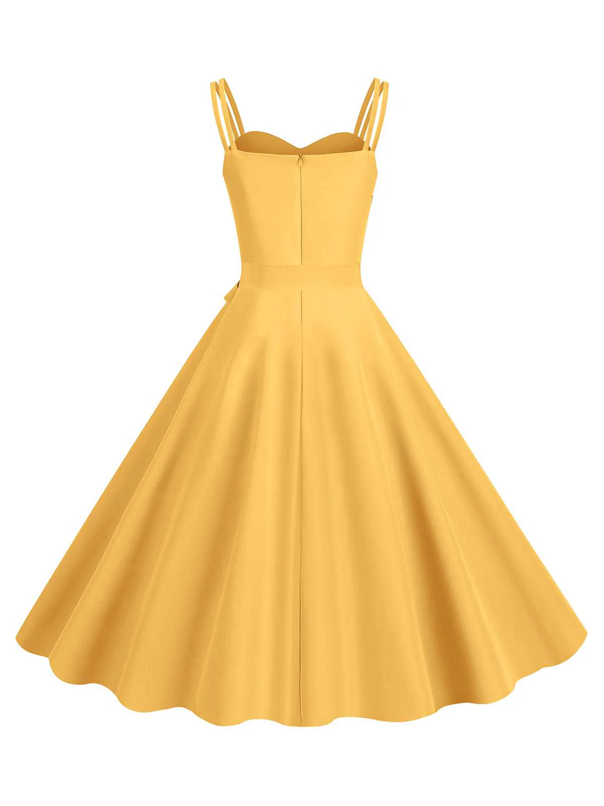 1950s Spaghetti Strap Bow Decor Solid Dress - Image 9
