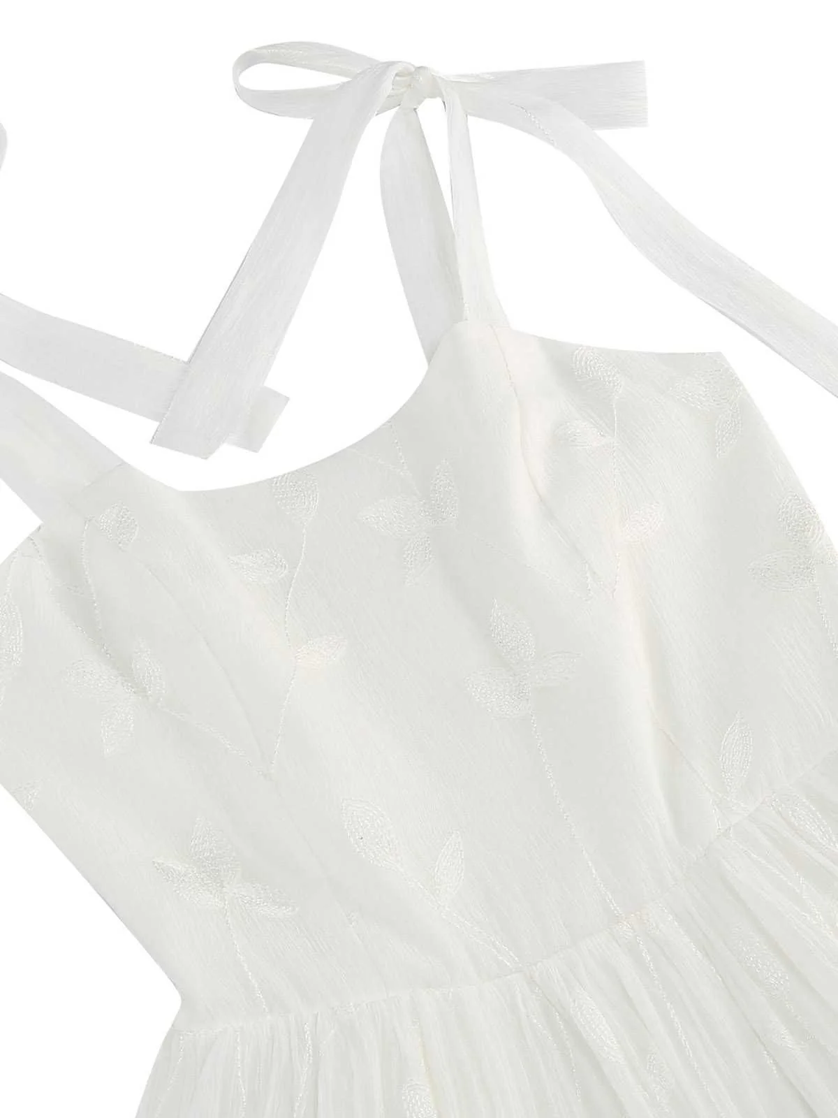 1950s Spaghetti Strap Bow Leaves Mesh Dress - Image 20