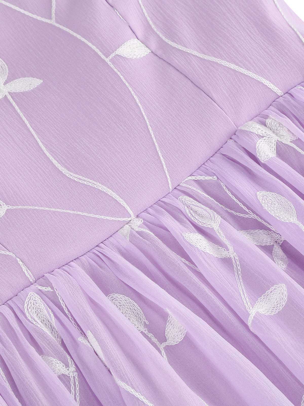 1950s Spaghetti Strap Bow Leaves Mesh Dress - Image 4