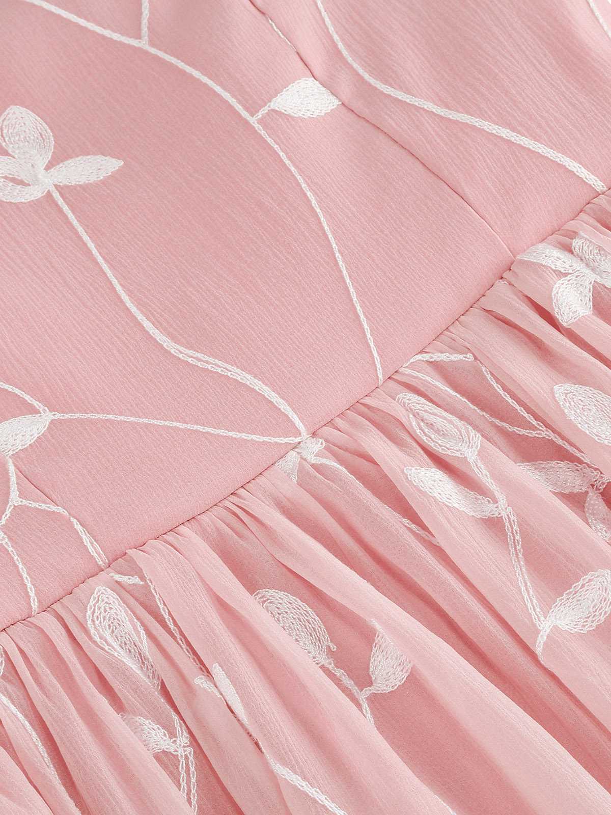 1950s Spaghetti Strap Bow Leaves Mesh Dress - Image 8