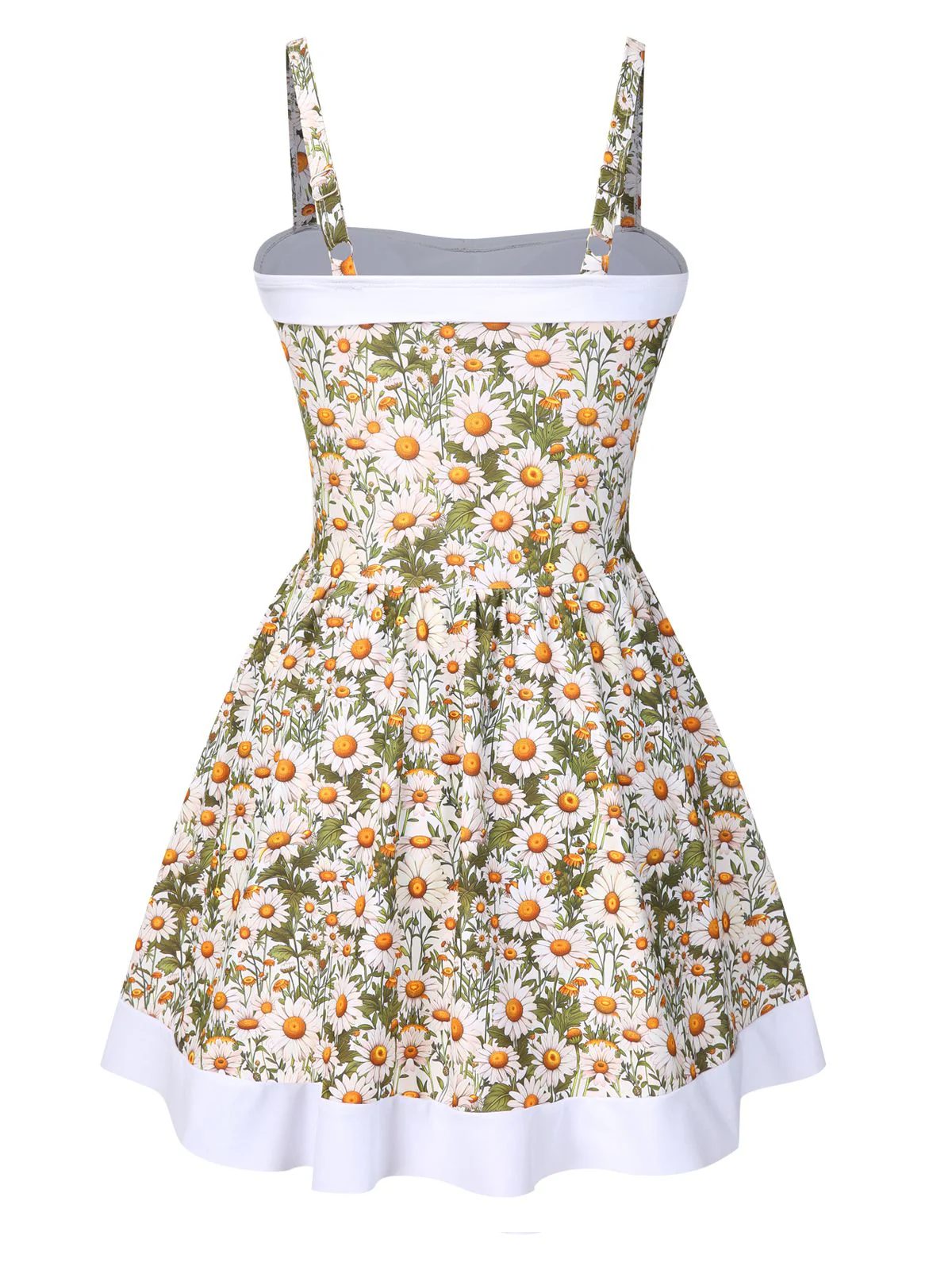 1950s Spaghetti Strap Daisy Binding Swimdress - Image 4