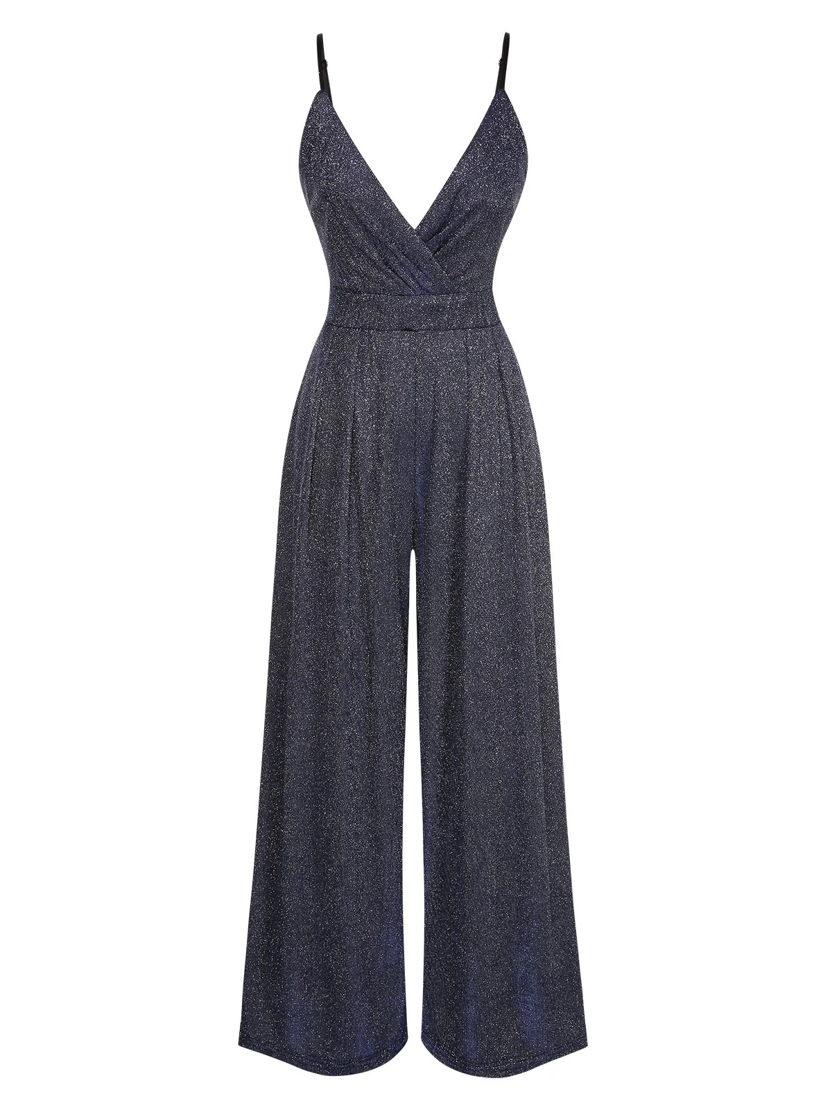 1950s Spaghetti Strap Deep V-Neck Jumpsuit - Image 5