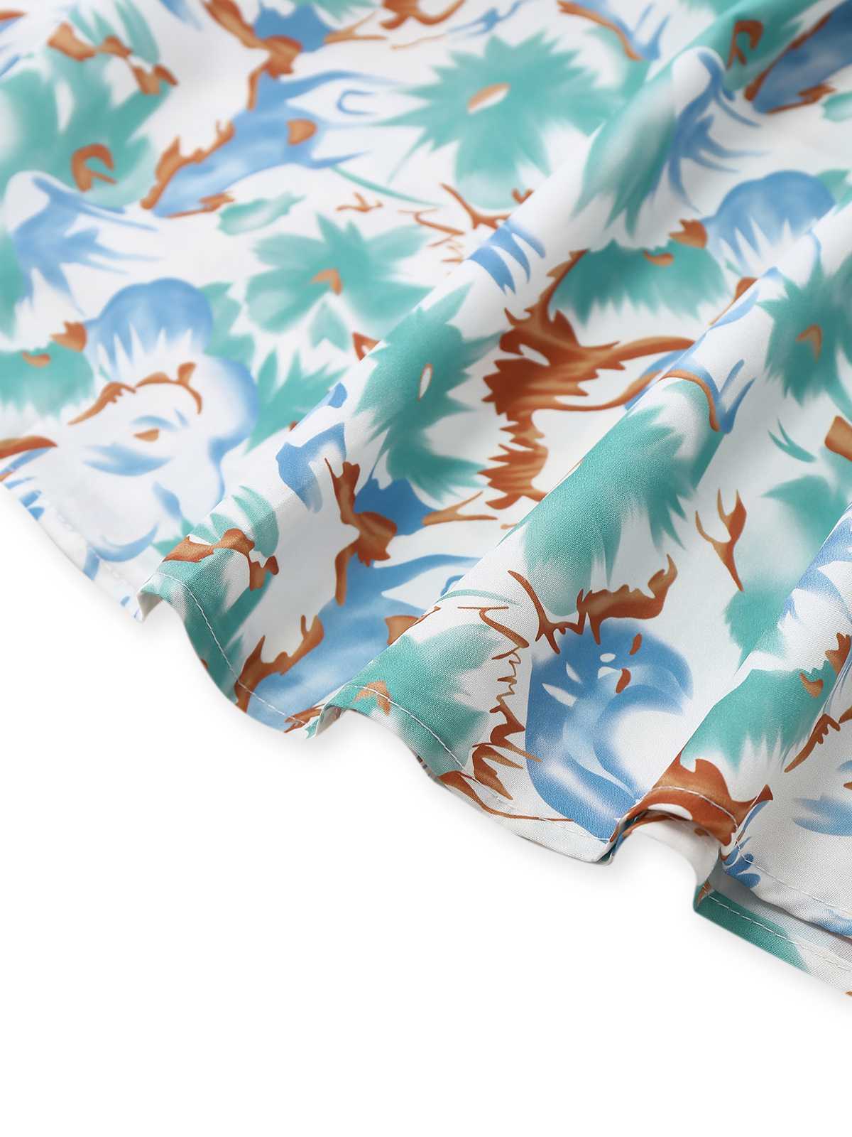 1950s Spaghetti Strap Floral Backless Side Slit Dress - Image 3