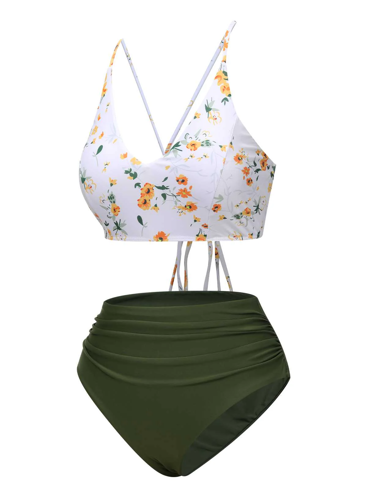 1950s Spaghetti Strap Floral Swimsuit - Image 2