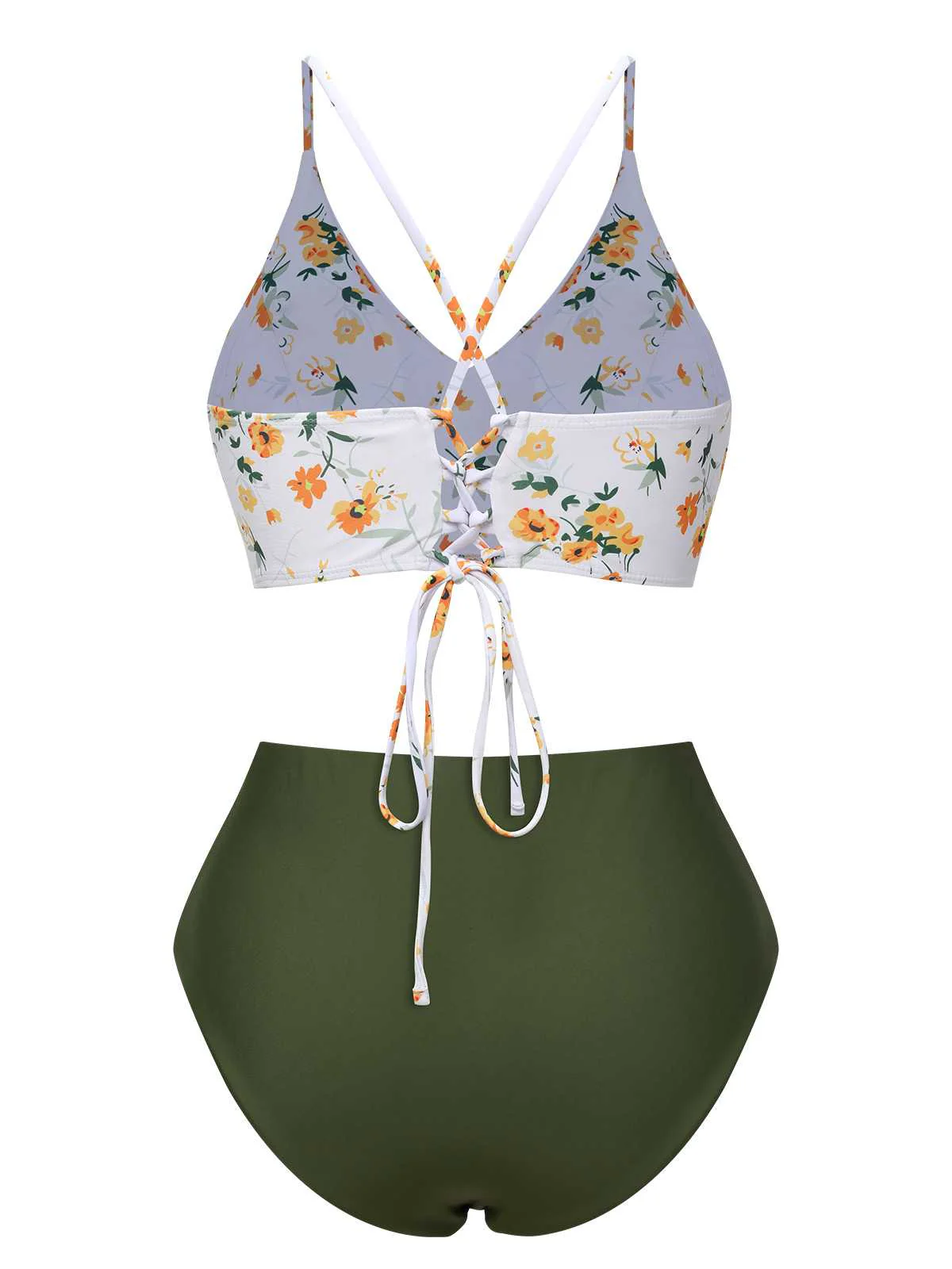 1950s Spaghetti Strap Floral Swimsuit - Image 3