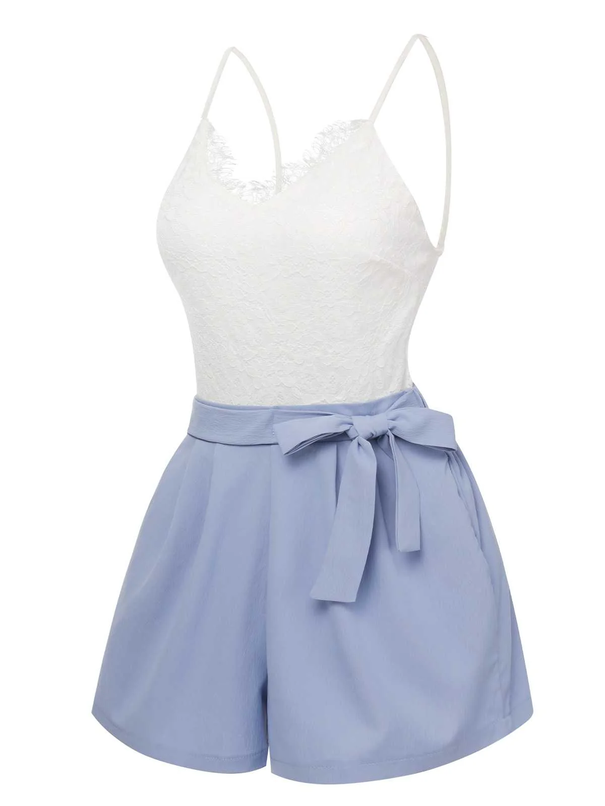 1950s Spaghetti Strap Lace Patchwork Romper - Image 2