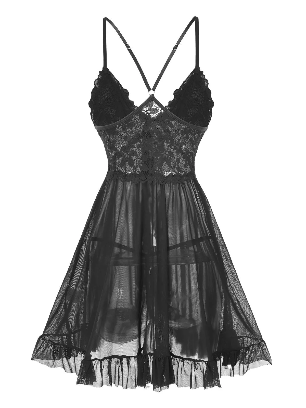 1950s Spaghetti Strap Lace Sheer Nightgown - Image 5