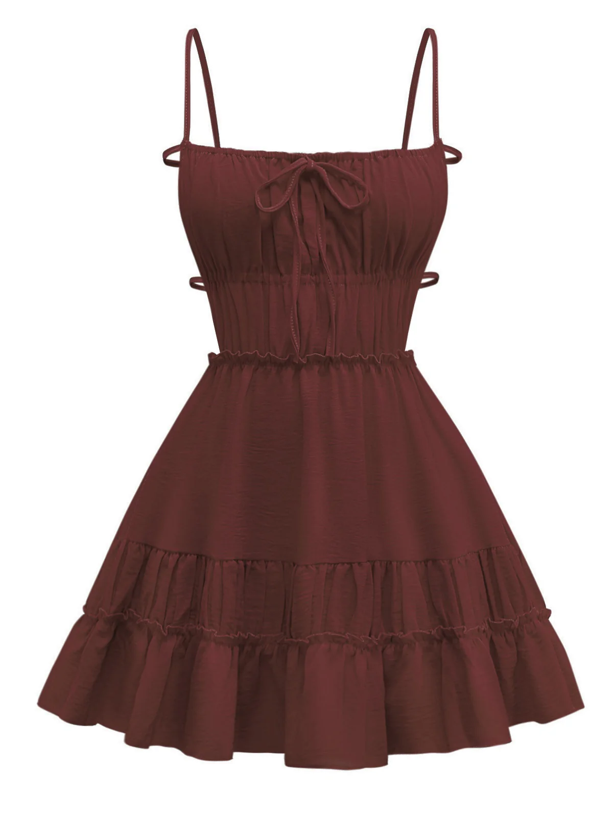 1950s Spaghetti Strap Lace-Up Backless Skater Dress - Image 11