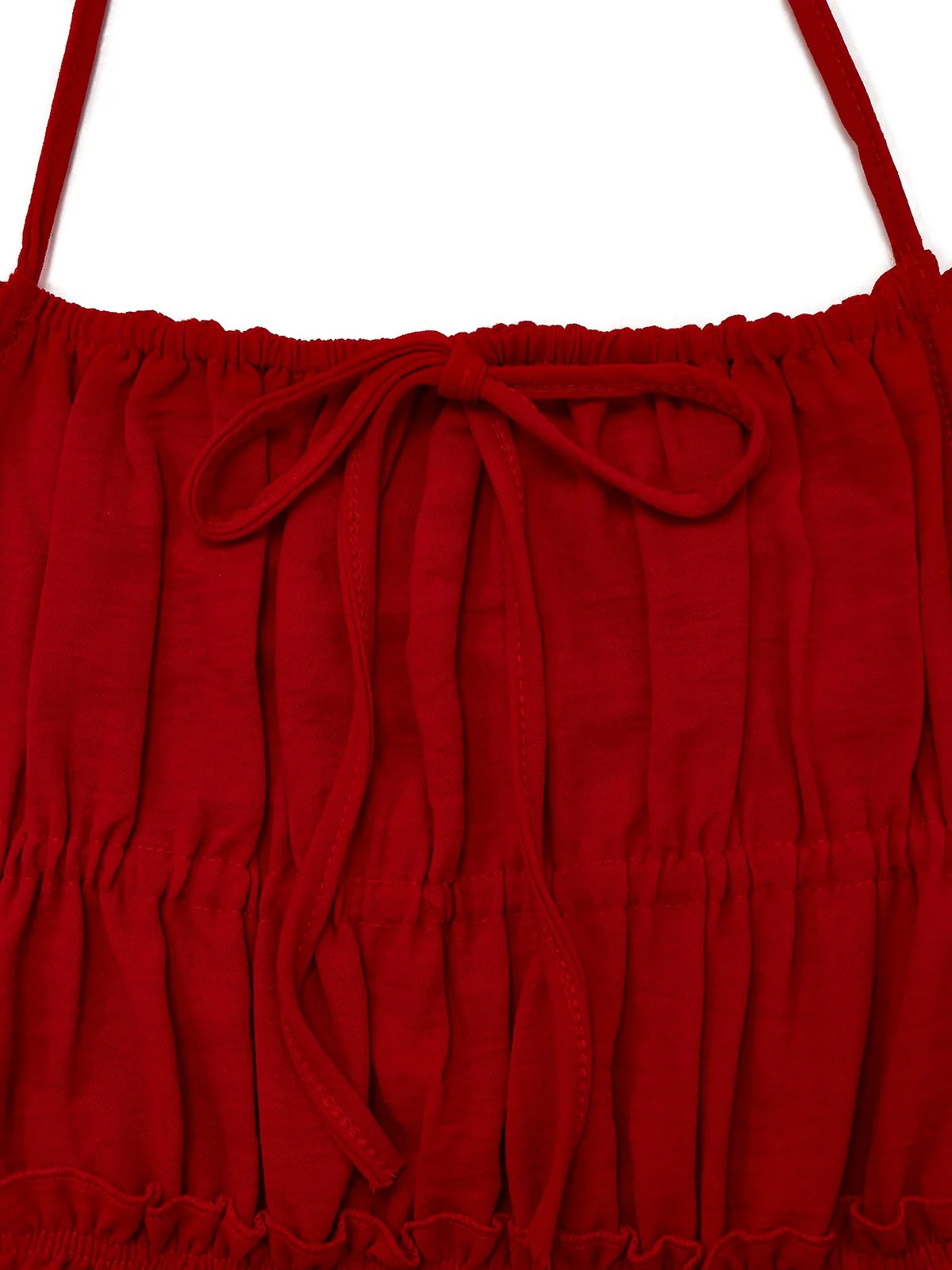 1950s Spaghetti Strap Lace-Up Backless Skater Dress - Image 8