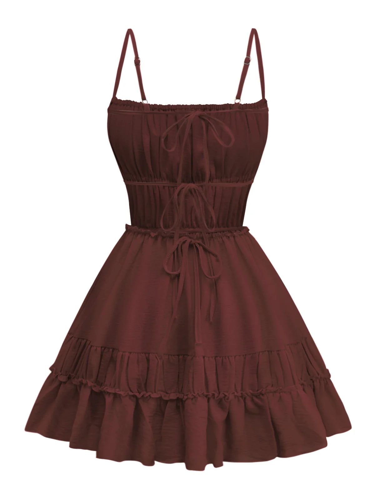 1950s Spaghetti Strap Lace-Up Backless Skater Dress - Image 12
