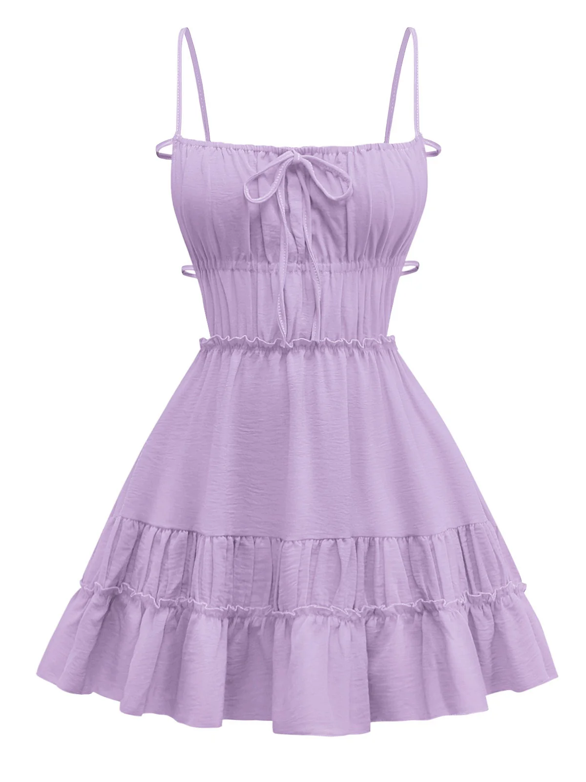 1950s Spaghetti Strap Lace-Up Backless Skater Dress - Image 9