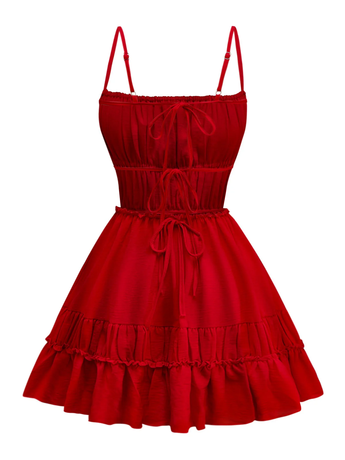 1950s Spaghetti Strap Lace-Up Backless Skater Dress - Image 4