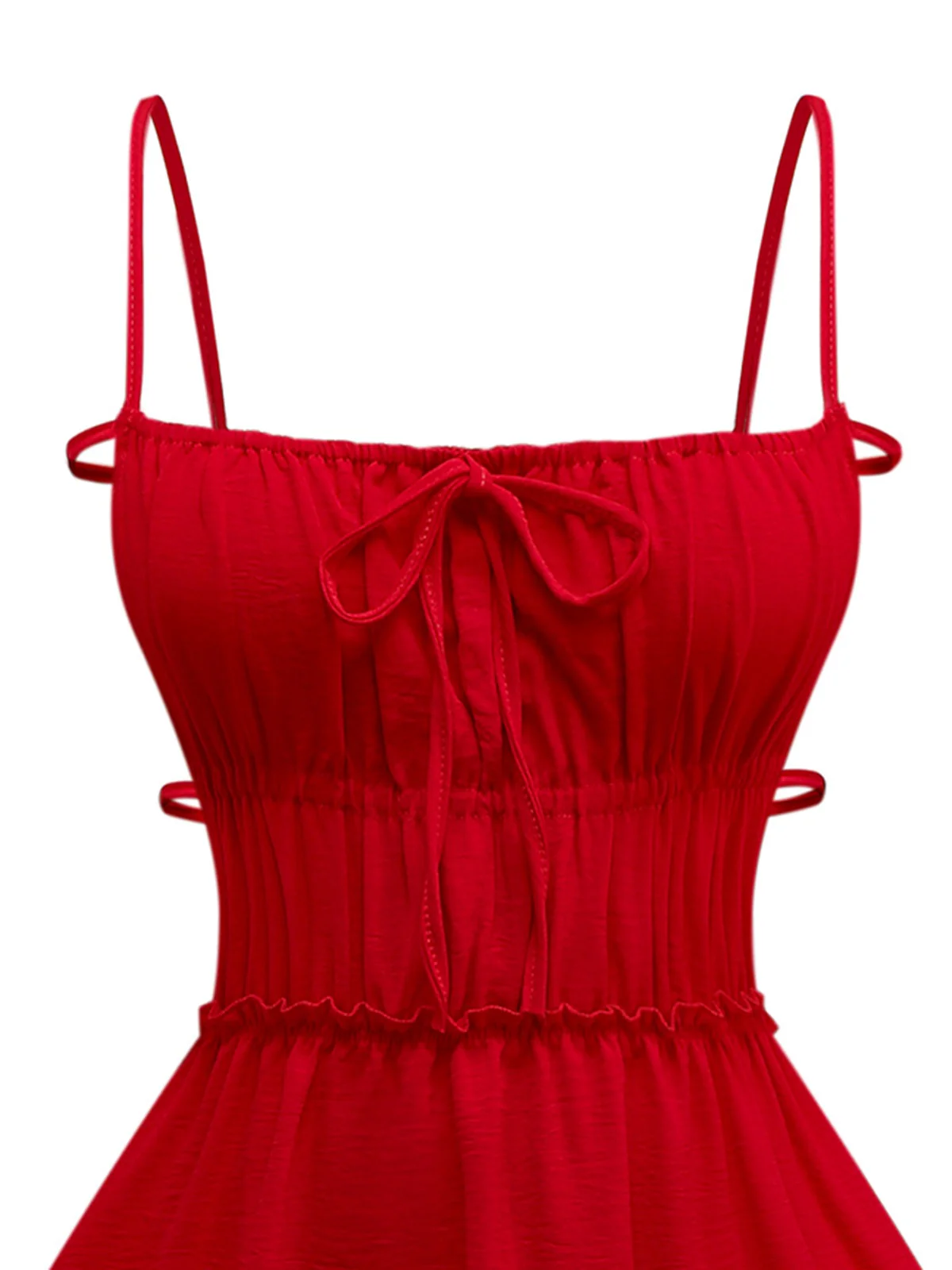 1950s Spaghetti Strap Lace-Up Backless Skater Dress - Image 5