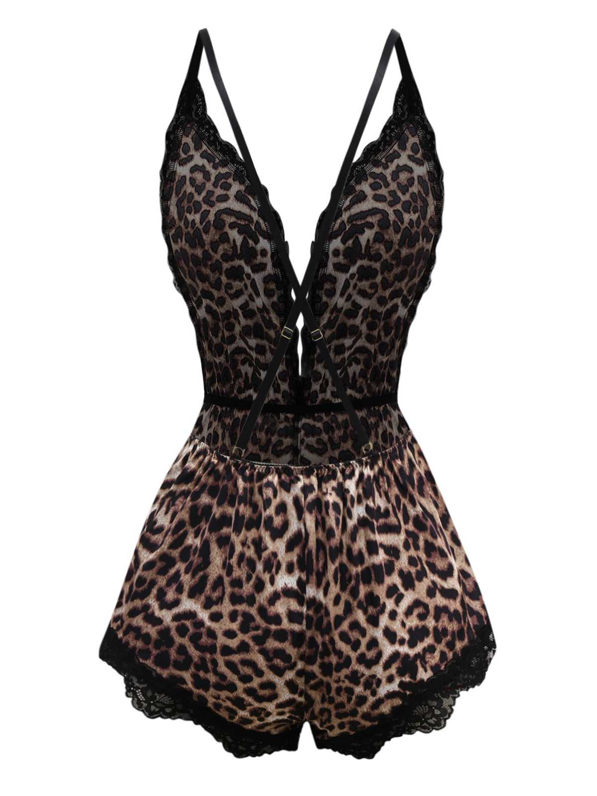 1950s Spaghetti Strap Leopard Lace Sleepwear - Image 2