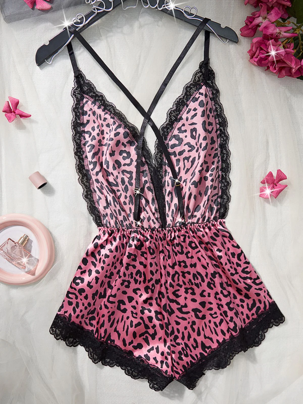 1950s Spaghetti Strap Leopard Lace Sleepwear - Image 7