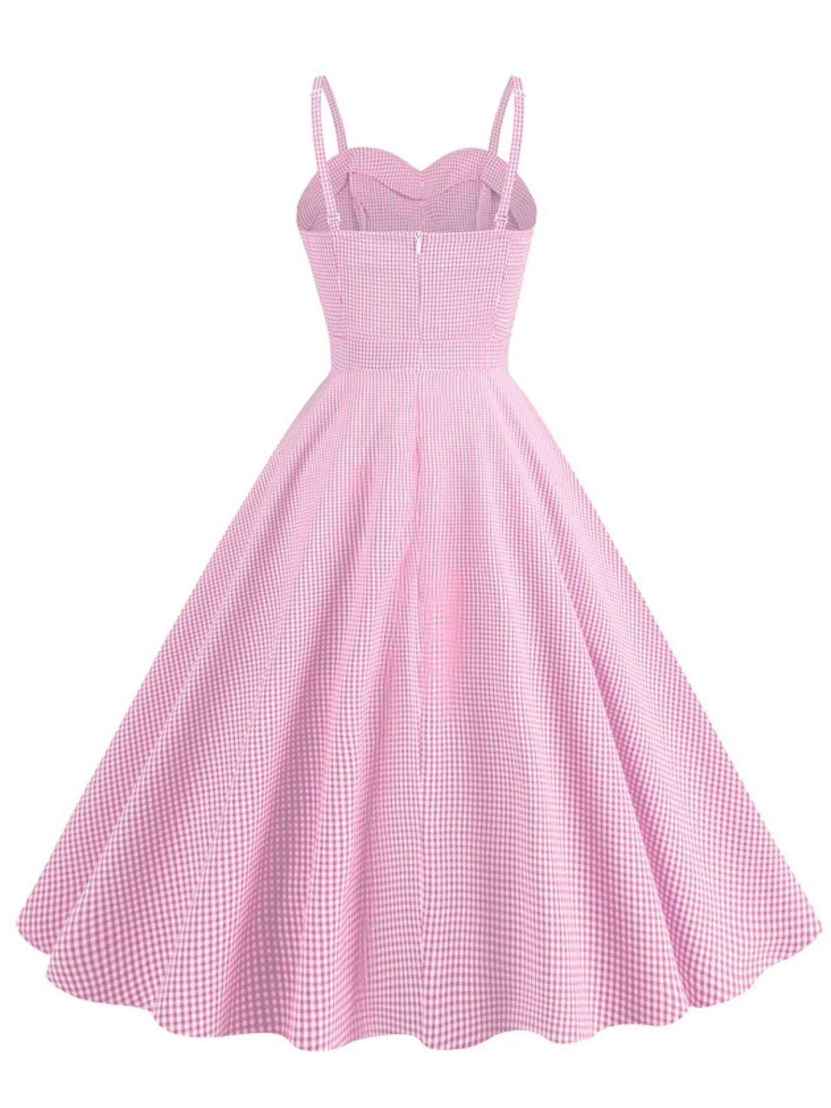 1950s Spaghetti Strap Plaids Button Swing Dress - Image 6