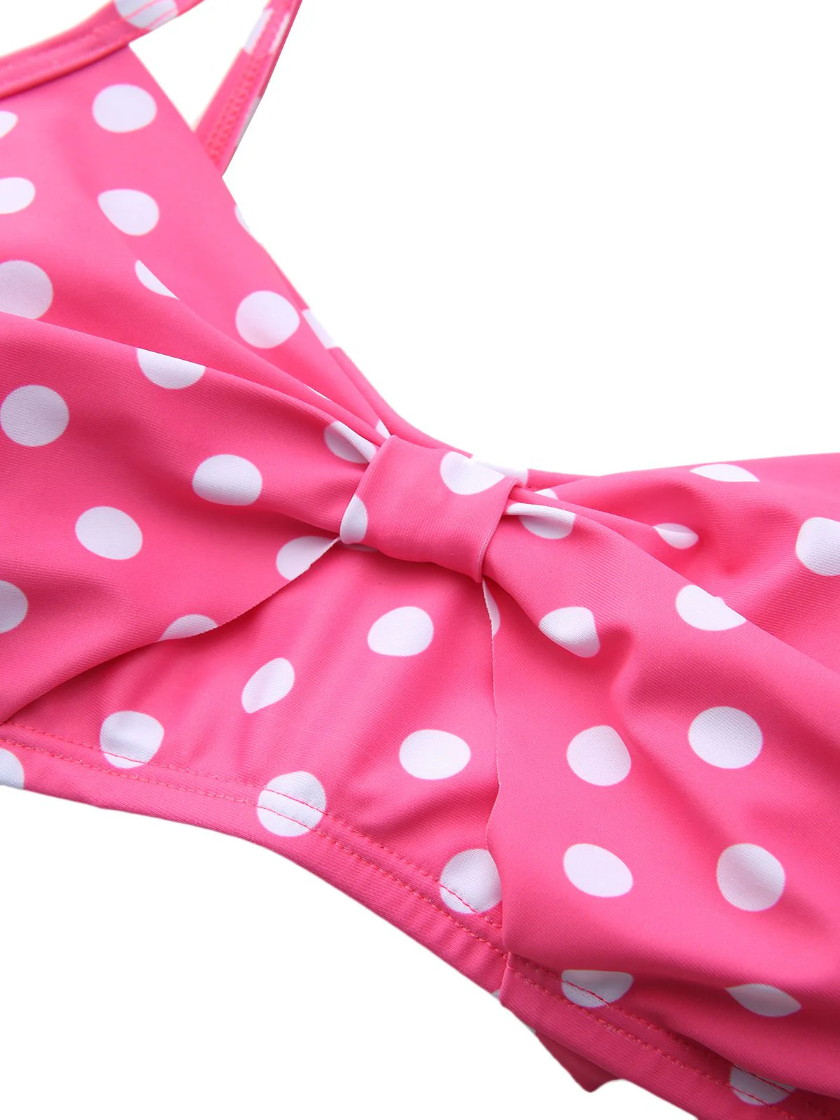 1950s Spaghetti Strap Polka Dot Striped Bow Bikini Set - Image 5