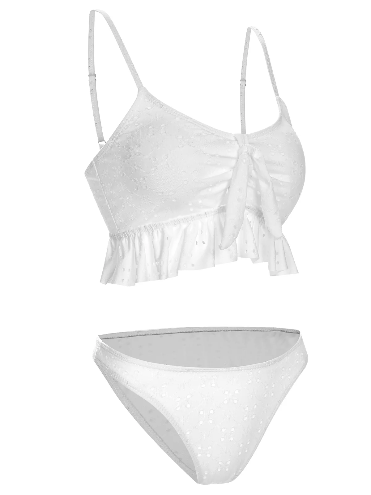 1950s Spaghetti Strap Solid Ruffles Swimsuit & Cover-Up - Image 12