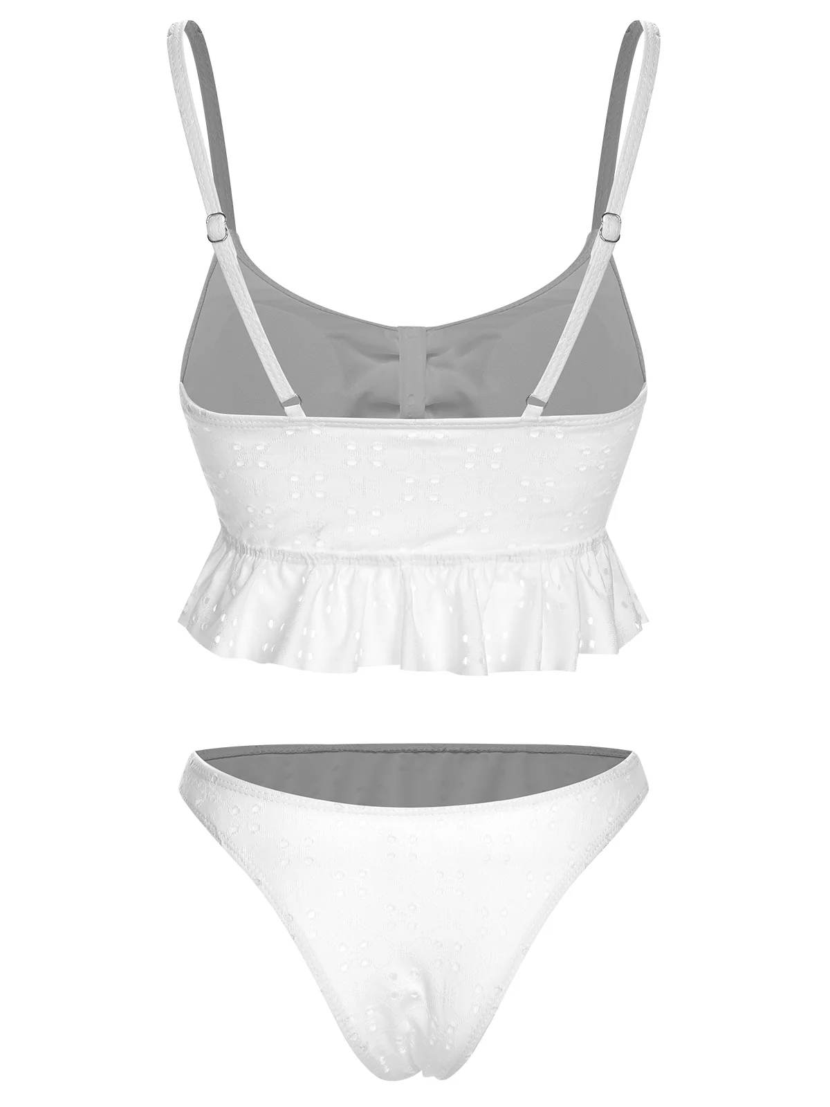 1950s Spaghetti Strap Solid Ruffles Swimsuit & Cover-Up - Image 13