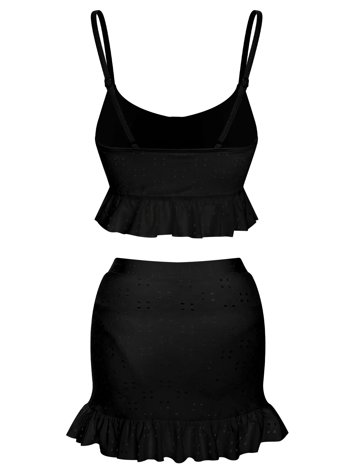 1950s Spaghetti Strap Solid Ruffles Swimsuit & Cover-Up - Image 19