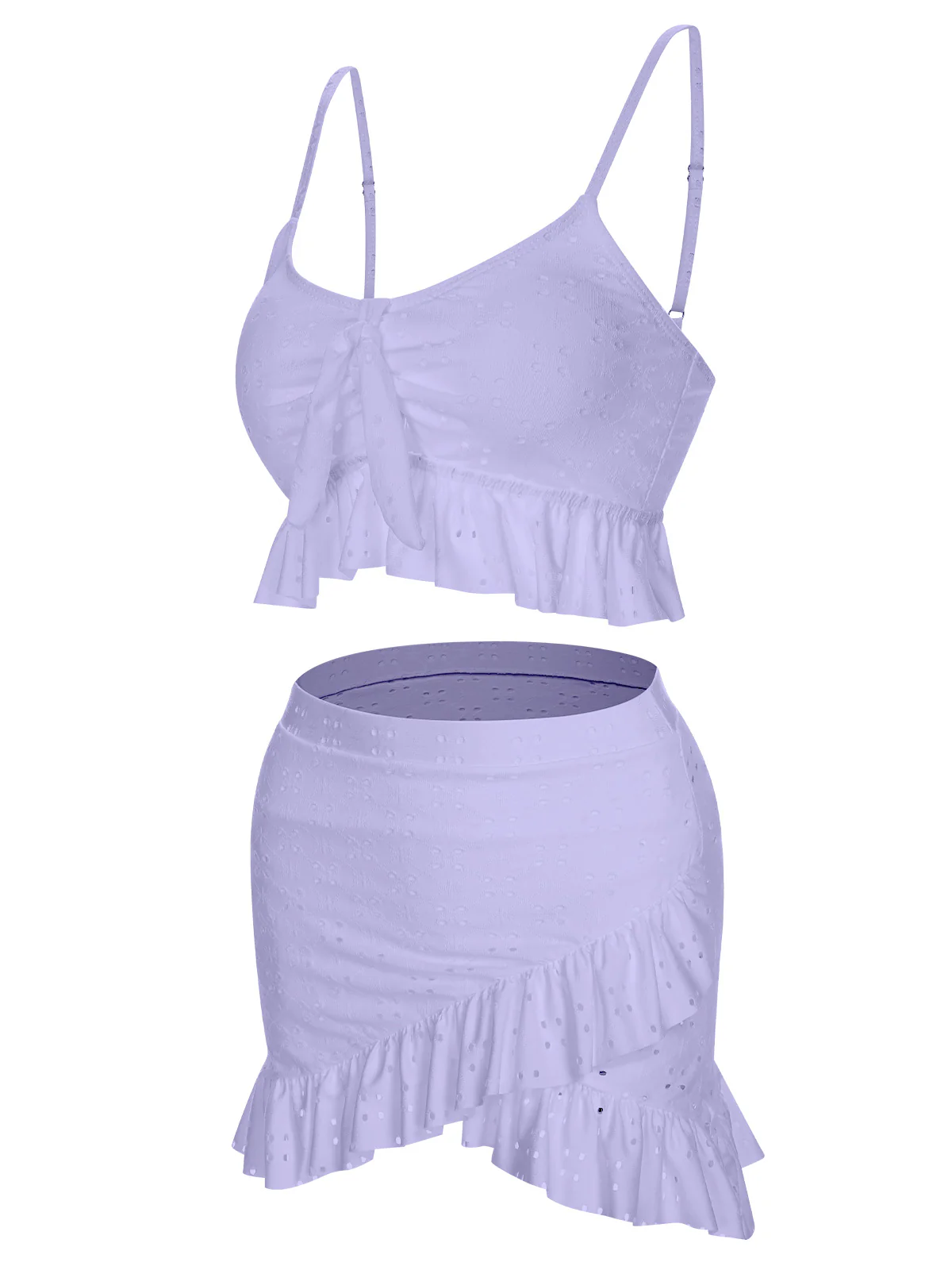 1950s Spaghetti Strap Solid Ruffles Swimsuit & Cover-Up - Image 2