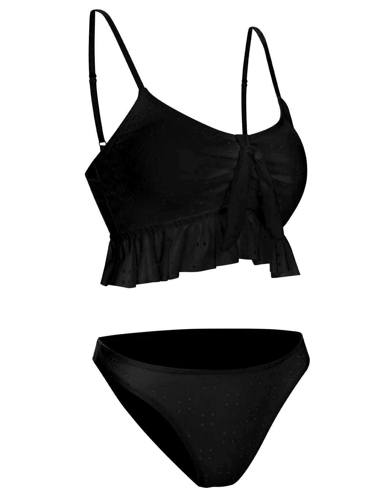 1950s Spaghetti Strap Solid Ruffles Swimsuit & Cover-Up - Image 21