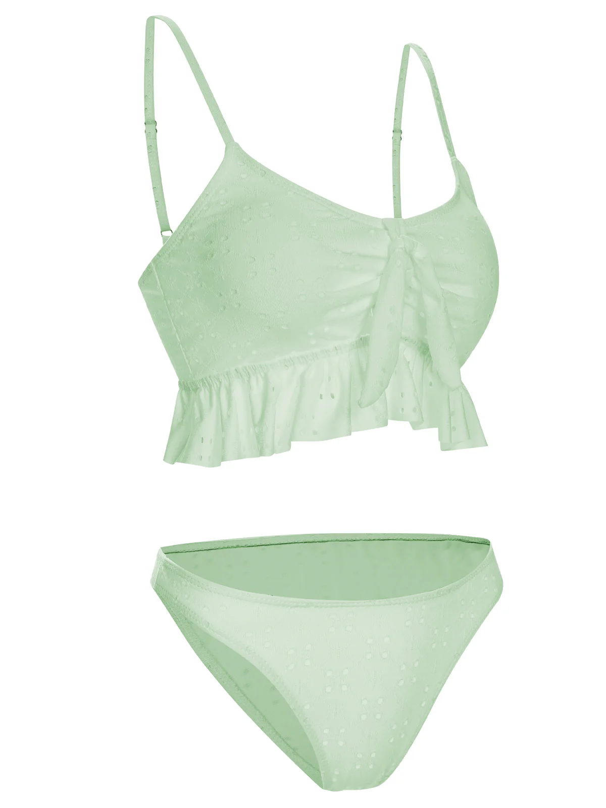 1950s Spaghetti Strap Solid Ruffles Swimsuit & Cover-Up - Image 27