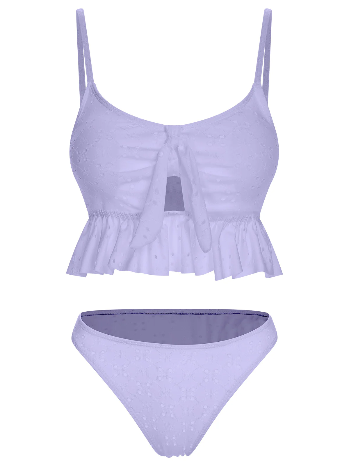 1950s Spaghetti Strap Solid Ruffles Swimsuit & Cover-Up - Image 4