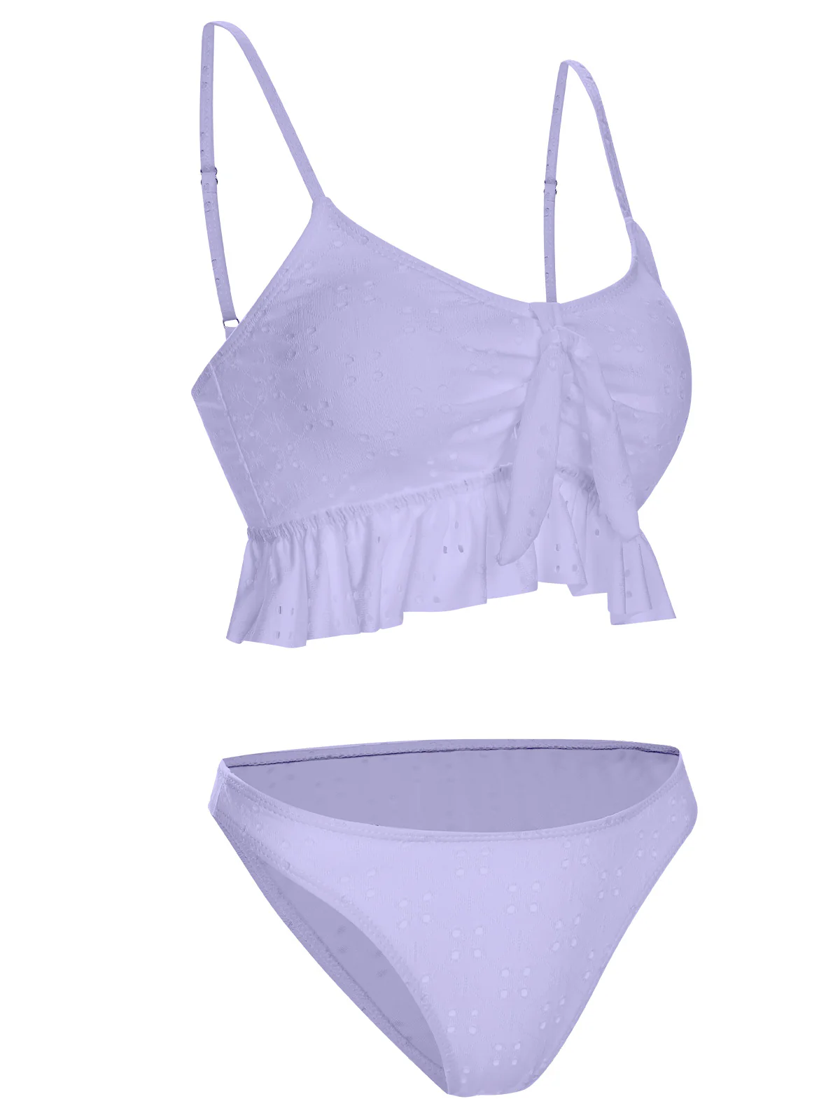 1950s Spaghetti Strap Solid Ruffles Swimsuit & Cover-Up - Image 5