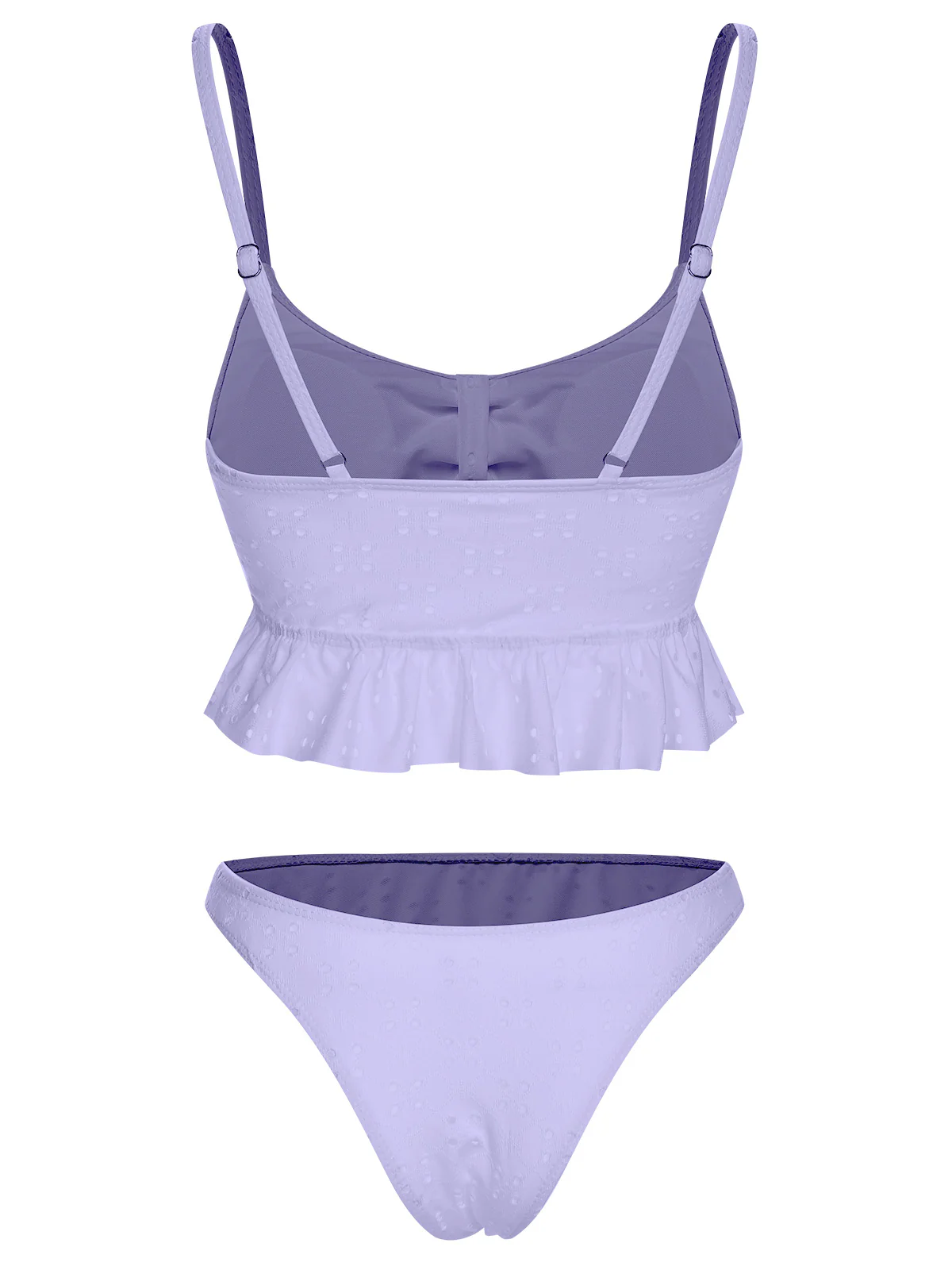 1950s Spaghetti Strap Solid Ruffles Swimsuit & Cover-Up - Image 6