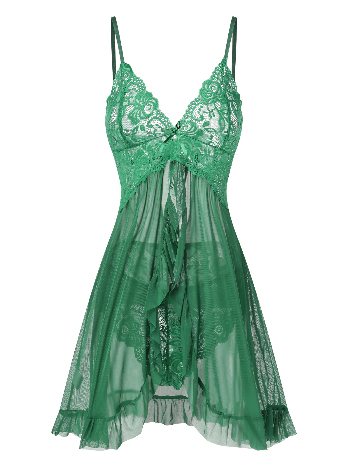 1950s Spaghetti Straps Lace Sheer Nightdress - Image 10