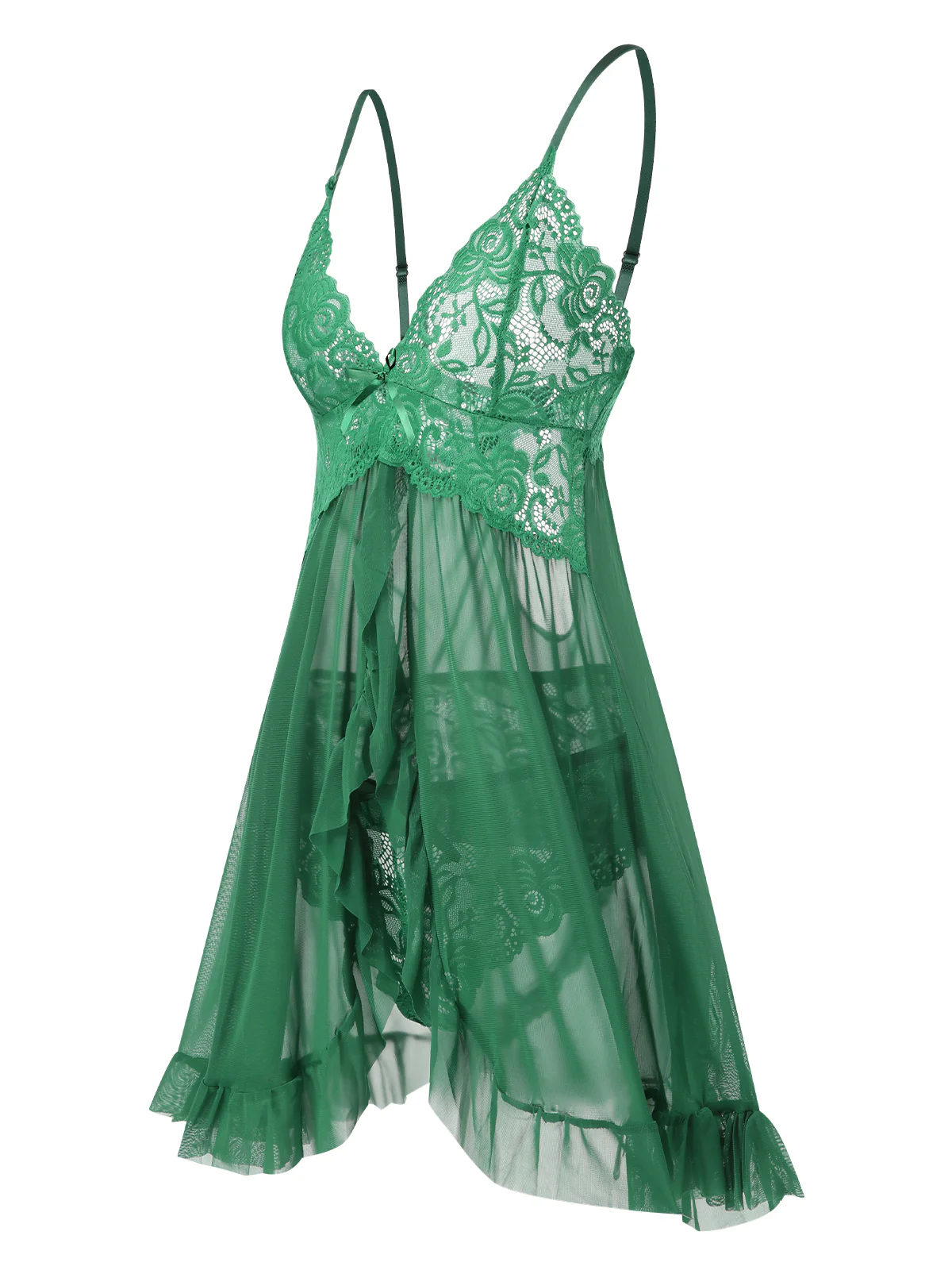 1950s Spaghetti Straps Lace Sheer Nightdress - Image 11