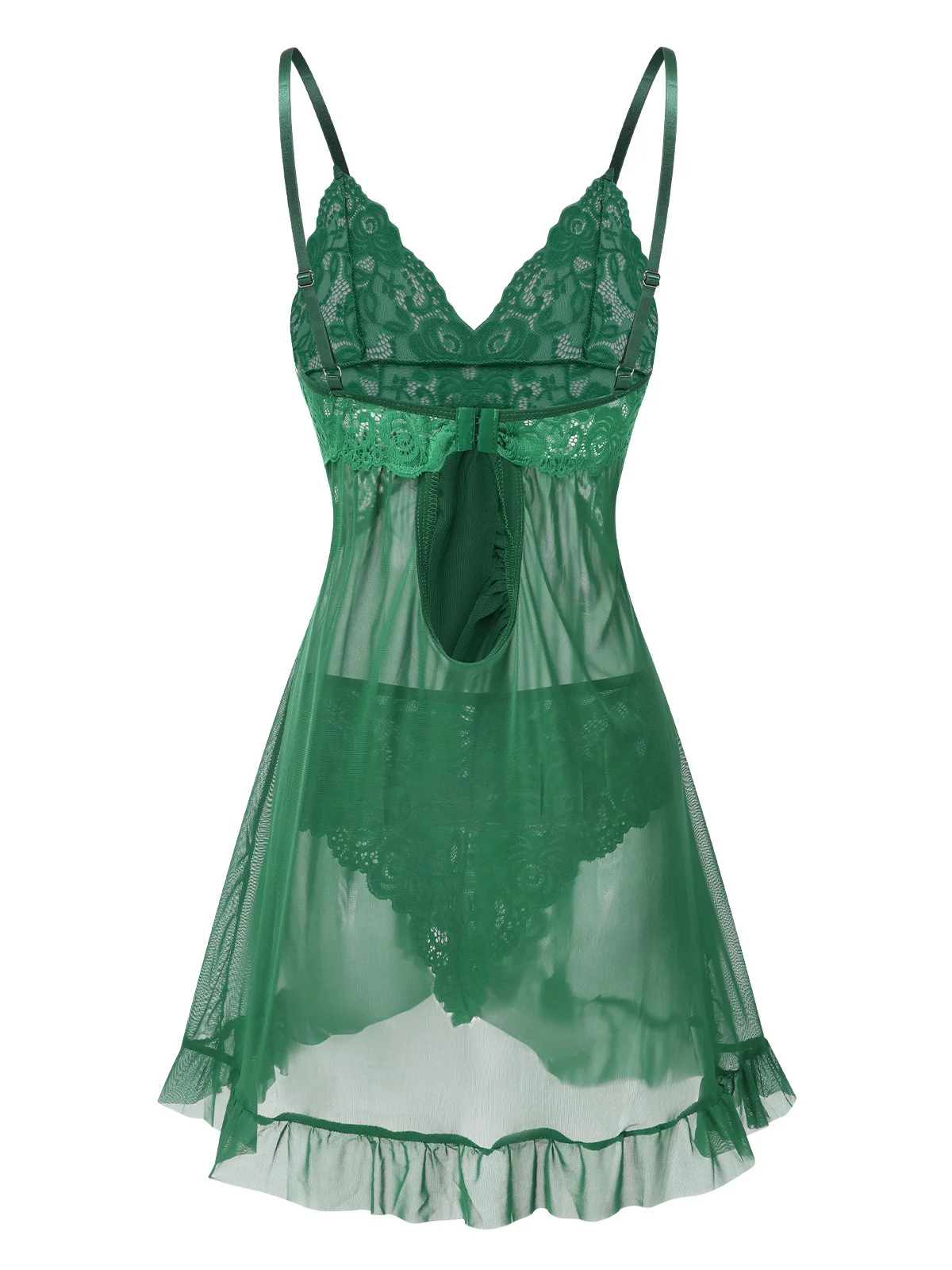 1950s Spaghetti Straps Lace Sheer Nightdress - Image 12