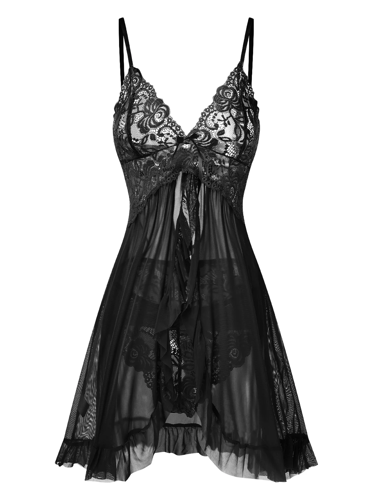 1950s Spaghetti Straps Lace Sheer Nightdress - Image 2