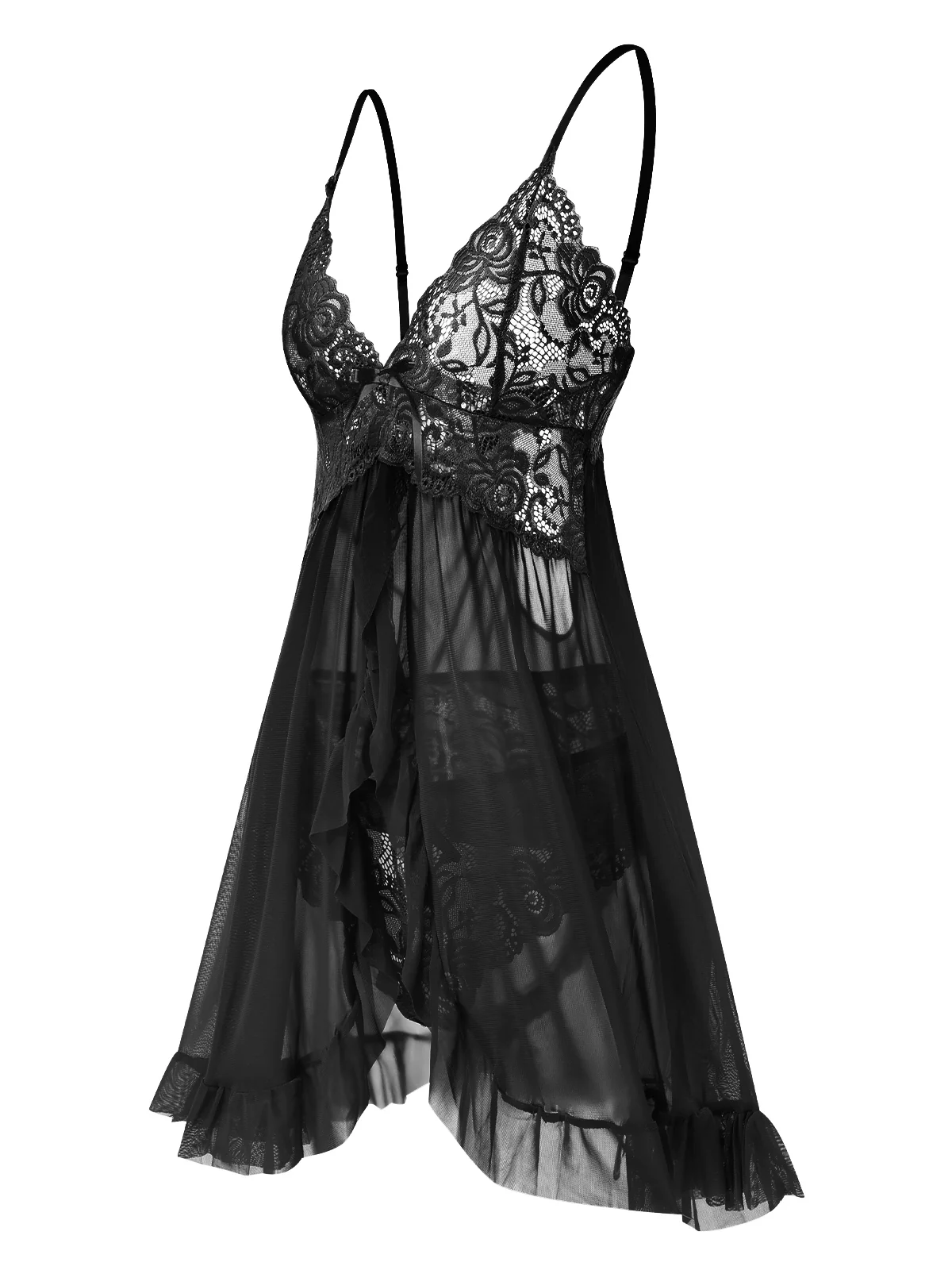 1950s Spaghetti Straps Lace Sheer Nightdress - Image 3