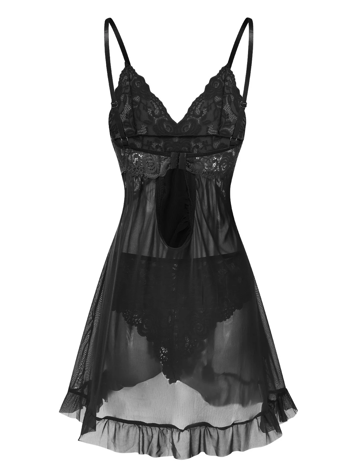 1950s Spaghetti Straps Lace Sheer Nightdress - Image 4