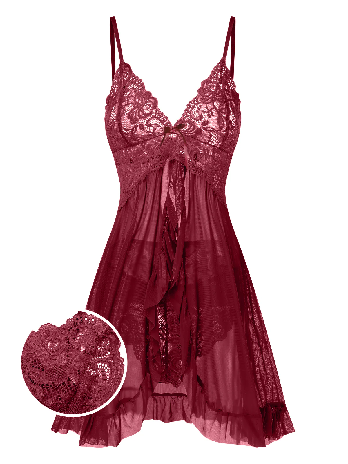 1950s Spaghetti Straps Lace Sheer Nightdress - Image 5